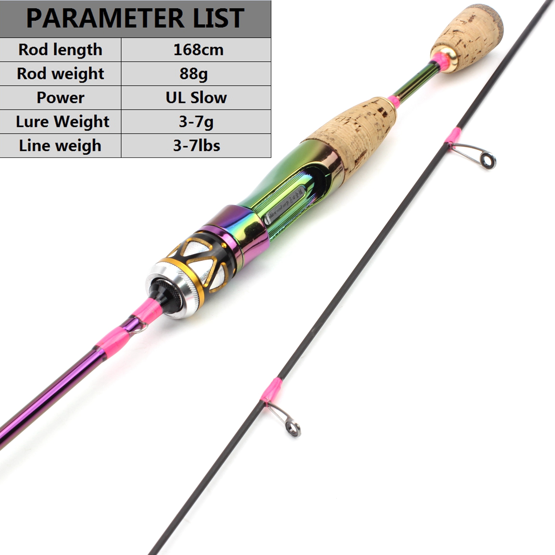 1.68m Colorful Solid Tip Fishing Rod - Image 2