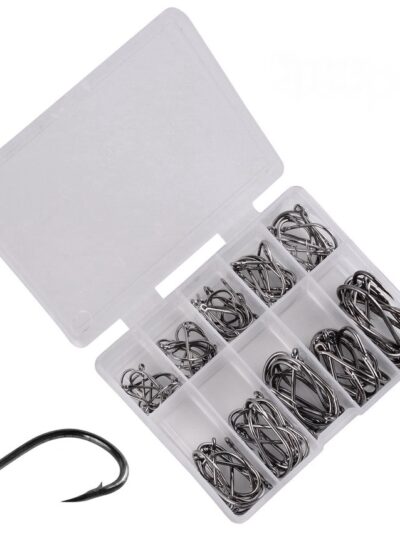 100pcs Fishing Hook Set Size 3-12 Carbon Steel Fishhook
