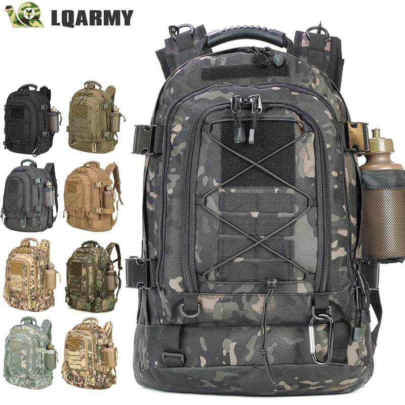 60L Military Tactical Backpack Army Molle Assault Rucksack 3P Outdoor Travel Hiking Rucksacks Camping Hunting Climbing Bags
